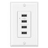 BESTTEN USB Receptacle Outlet, 4.2A/21W High-Speed 4 Port USB Wall Charging Outlet 125VAC Input, Quad Type-A Ports with LED Indicator, Decorator Wallplate Included, UL Listed, White view 1