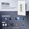 BESTTEN USB Receptacle Outlet, 4.2A/21W High-Speed 4 Port USB Wall Charging Outlet 125VAC Input, Quad Type-A Ports with LED Indicator, Decorator Wallplate Included, UL Listed, White view 3