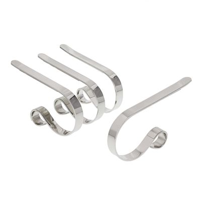 Haute Decor The Original MantleClip Stocking Holder- 4 Pack (Silver) - Hang Christmas Stockings Safely and Securely from Mantels Up to 3 Inches Thick