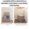 BirdRock Home Bamboo & Canvas Hamper | Single Laundry Basket with Lid | Foldable Hamper | Cut Out Handles view 2
