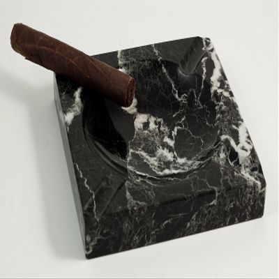 Ashtrays - "Monterrey" Square Black Marble Ashtray - Ash Tray - Mens Gifts