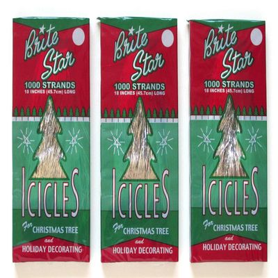 Brite Star Tinsel Icicles, Silver, 3 Packages, 1000 count each