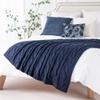 Battilo Navy Cable Knit Throw Blankets for Couch, Super Soft Warm Cozy Decorative Knitted Throw Blanket for Bed, Sofa, Chair 50"x60" view 2