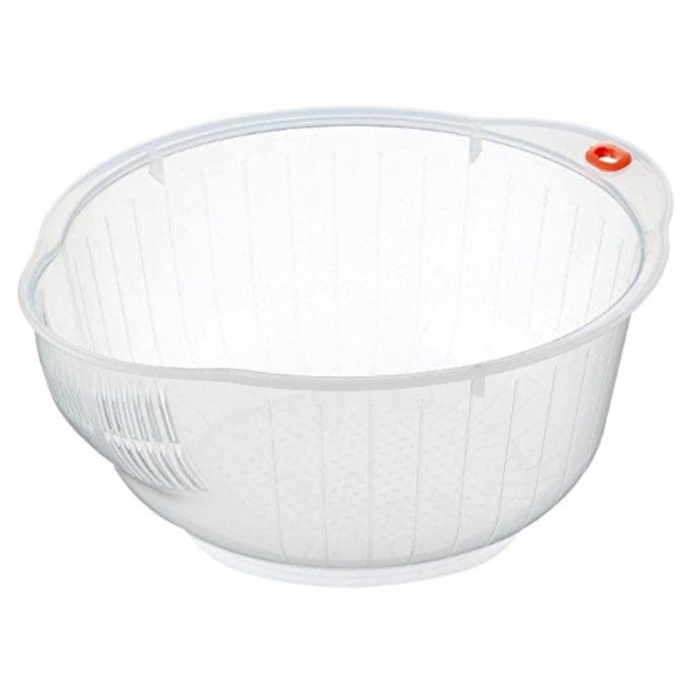 Inomata Plastic Japanese Rice Washing Bowl with Strainer, 2 quart