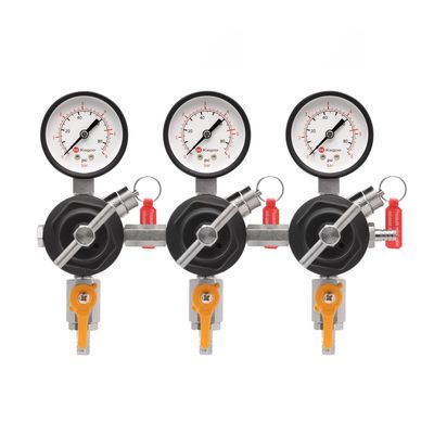Kegco Secondary Regulator, Triple Gauge, Chrome
