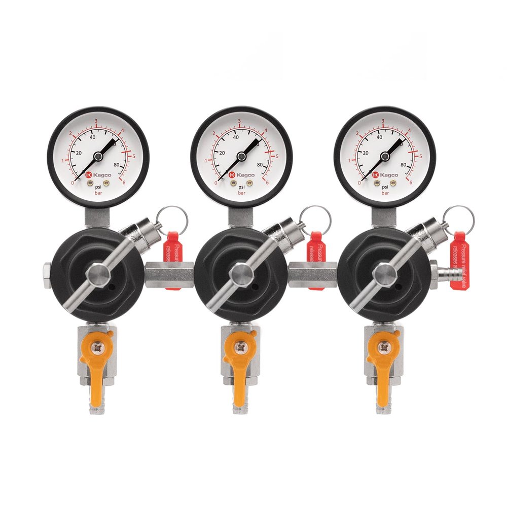 Kegco Secondary Regulator, Triple Gauge, Chrome