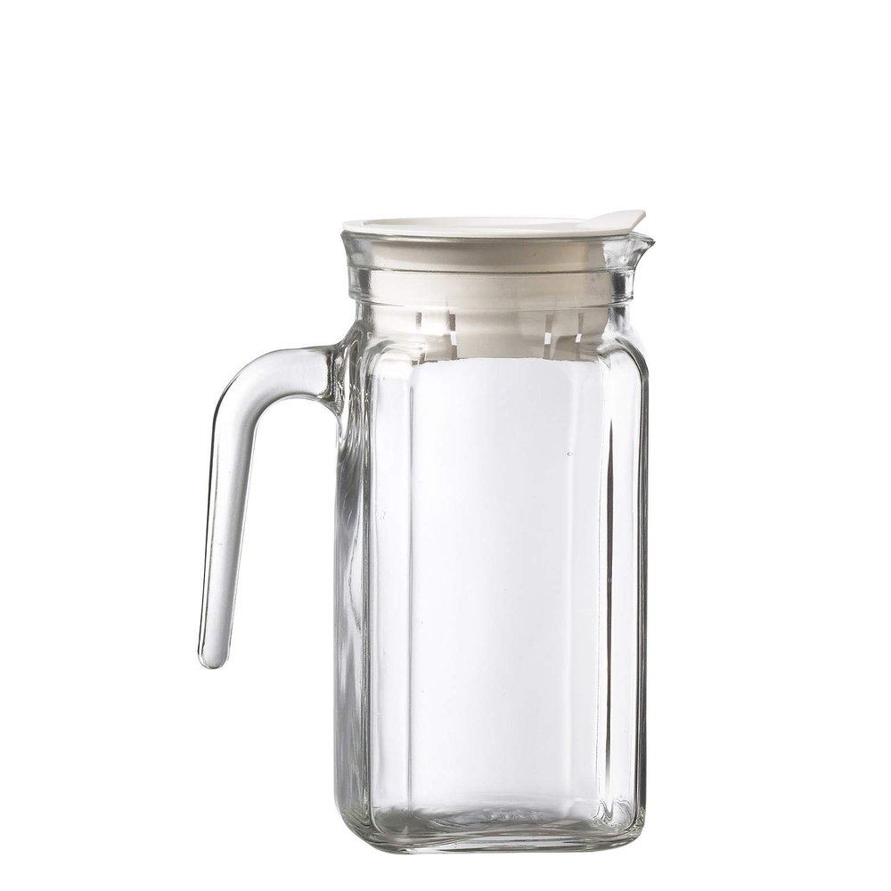 Amici Home Italian Igloo Quadra Glass Pitcher with Lid and Spout | 17 Ounce | Clear Glass Water Pitcher for Refrigerator | Carafe for Iced Tea, Juice, Milk, Cold Brew and Mimosa Bar