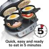 Hamilton Beach Dual Breakfast Sandwich Maker with Timer, Ready in 5 Minutes, Removable Dishwasher Safe PFAS-Free Non-Stick Egg Cooker Ring, Silver (25490MNA) view 3