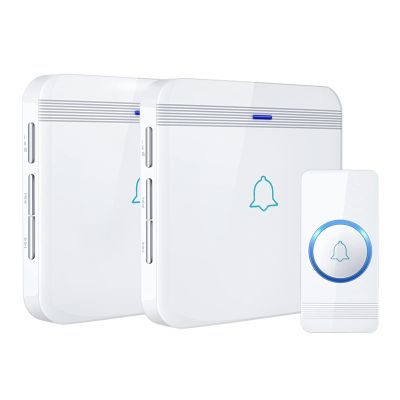 AVANTEK Wireless Doorbell, D-3W Waterproof Door Chime Kit Operating at over 1300 Feet with 2 Plug-In Receivers, 52 Melodies, CD Quality Sound and LED Flash