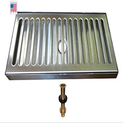 Bev Rite 12 X 5 SS Draft Beer Drip Tray with Drain, 12" X 5", Stainless Steel