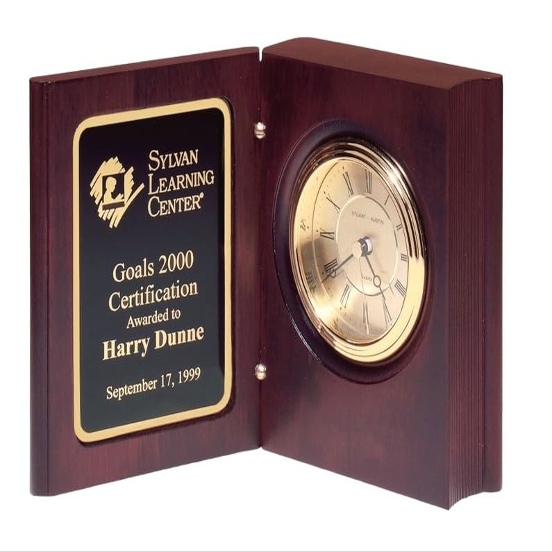 Hit Trophy Book Clock with Free Engraving (Customize Now)