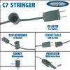 Novelty Lights 25 Foot C7 Outdoor String Light Christmas Stringer - Patio String Lights - Candelabra Base (C7/E12) - 12" Spacing - Green Wire view 3