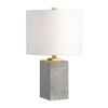 Concrete Block Cube Elegant Industrial Table Lamp | Modern Loft Gray Gold view 1