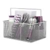 Mindspace Utensil Holder, Kitchen Condiment Organizer and Flatware Utensil Caddy | The Mesh Collection, Silver view 1