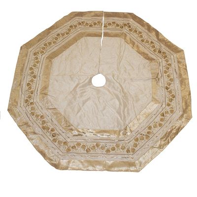 Kurt Adler TS0186 54" Ivory Treeskirt with Gold Pinecones