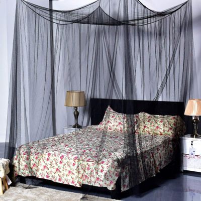 Goplus Mosquito Net, 4 Corner Post Bed Canopy, Quick and Easy Installation for King Size Beds Large Queen Size Bed Curtain (Black)