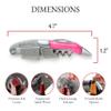 Barvivo Wine Opener with Foil Cutter and Cap Remover - Double Hinged Corkscrew for Bartenders - Stainless Steel Wine Key for Easy Bottle Opening - Manual Wine Bottle Opener - Pink Resin, 4.7x1.2-Inch view 3