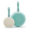 GreenLife Non Stick Fry Pan Set (7" & 10"), Non-Toxic PFAS-Free Ceramic Skillets, Dishwasher & Oven Safe, Egg Omelet Frying Pans, Stay- Cool Handles, Kitchen Home Cooking Essentials, Turquoise view 1