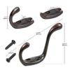 Rok 2 Pack Hardware Heavy Duty Oil-Rubbed Bronze Home Wall Closet Towel Robe Coat Double Hook Hanger view 2