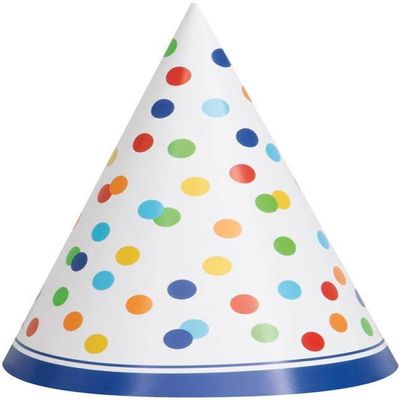 Vibrant Rainbow Polka Dots Party Hats (Pack of 8) - Premium Quality & Eye-Catching Design - Perfect for Celebrations