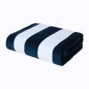 Exclusivo Mezcla Cotton Oversized 35x70 Inches Cabana Stripe Beach Towel, Super Absorbent Soft Plush Pool Bath Towel (Dark Navy) view 1