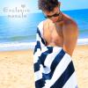 Exclusivo Mezcla Cotton Oversized 35x70 Inches Cabana Stripe Beach Towel, Super Absorbent Soft Plush Pool Bath Towel (Dark Navy) view 2