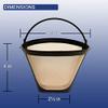 GOLDTONE 8-12 Cup Coffee Filter & Set of 12 Charcoal Water Filters fits Cuisinart Coffee Maker and Brewers. Replaces your CUISINART #4 Cone Reusable Coffee Filter & CUISINART Water Filter view 3