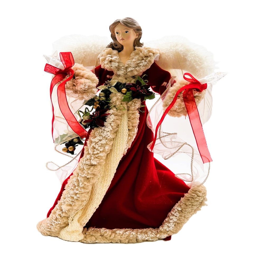 Kurt Adler UL2218 UL 10-Light 16" Red & Ivory Angel Treetop