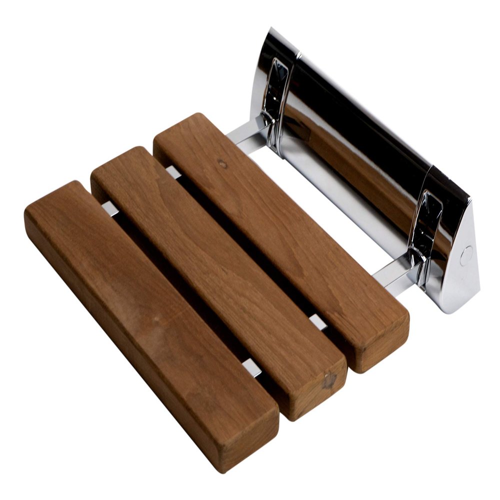 ALFI brand ABS14-PC Shower Seat, 13.6"L x 13"W x 4.25"H, Natural Wood