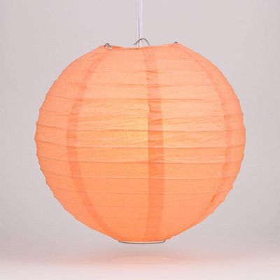 PaperLanternStore.com 10 Inch Peach Even Ribbing Round Paper Lantern (10 PACK)