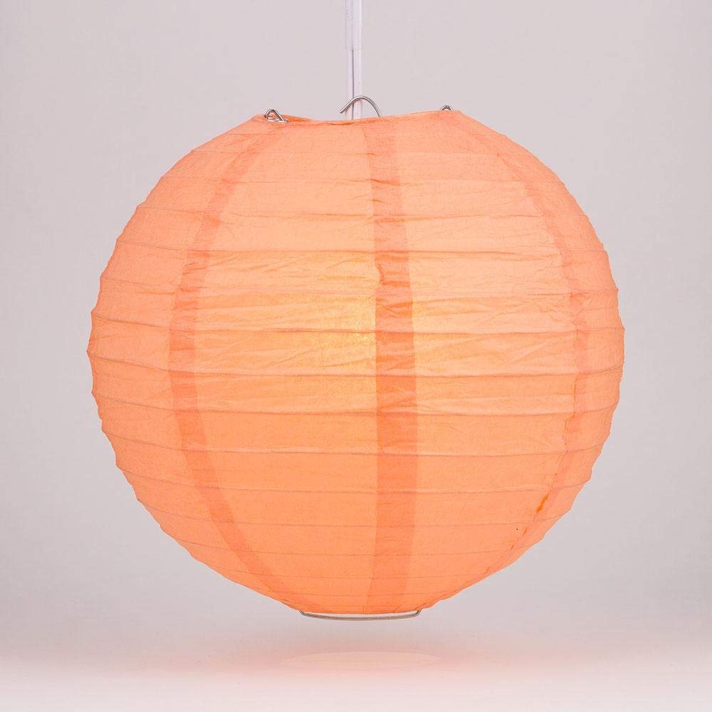 PaperLanternStore.com 10 Inch Peach Even Ribbing Round Paper Lantern (10 PACK)