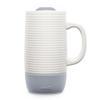 Ello Jane 18oz Ceramic Travel Mug with Handle, Splash-Resistant Slider Lid and Built-in Coaster, Perfect for Coffee and Tea, BPA Free, Dishwasher Safe, Holiday Gift Her Him, Gray view 1