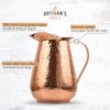 Artisan's Anvil Hammered Copper Pitcher w/Handle, 100% Copper, Heavy Duty, Handmade, 70 fl. Oz., Best for Water, Ayurveda, Moscow Mules, Cocktails view 2