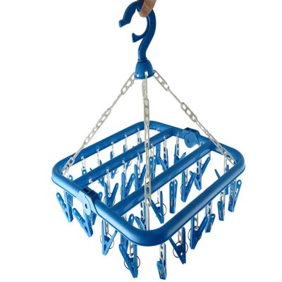 Groupcow Clip and Drip Hanger Clothes Hanger Drying Rack 32 Clips (Blue)