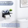 APLusee Toilet Paper Holder with Shelf Matte Black, 304 Stainless Steel Tissue Holder, Wall Mounted view 3