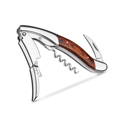 CORKAS Extravagant Professional Wine Key for Executive Waiter, Heavy Double Hinged Fulcrum Corkscrew Wine Opener with Premium Rosewood Handle and Foil Cutter, Great Birthday Gift for Sommelier, Waiter