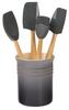 Le Creuset Silicone Craft Series Utensil Set with Stoneware Crock, 5 pc., Oyster view 1