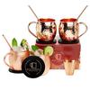 Advanced Mixology [Gift Set] Mule Science Moscow Mule Mugs Set of 4 (19 oz. large size) | 100% Handcrafted | Food Safe | Copper Mugs w/Accessories | Tarnish Resistant Copper Cups view 1
