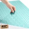 GORILLA GRIP Patented Bath Tub Shower Mat, Machine Washable Bathtub Floor Liner Mats, Suction Cups and Drain Holes to Keep Tubs Clean, Soft on Feet, Bathroom Essentials, 35x16 Inch, Clear Green view 1