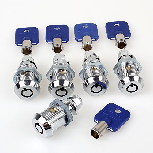EG STARTS 5X 7/8" Arcade Locks Arcade Machine Cash Door Tool Boxs Tubular Cam Locks Cabinet Door Atom Lock with 5 Alike Keys for Arcade Video Games Jamma Mame Parts