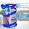 Handy Laundry Foldable Shower Caddy - Collapsible, Portable, Drainage Hole, Carry Handle, Large Compartments. Great Organizer for Camp, Travel, Gym, and Dorm (Blue) view 2