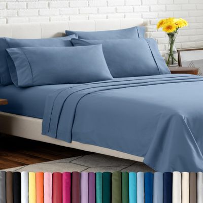 Bare Home Hotel Luxury Queen Sheet Set, Extra Soft - 6 Piece Set - Deep Pockets - Easy Fit - Cooling & Breathable - Wrinkle, Fade, Stain Resistant - Includes 4 Pillowcases (Queen, Coronet Blue)