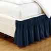 Fancy Collection Queen - King Easy Fit Bed Ruffle wrap Around Elastic Bed Skirt with 17" Drop New Easy Install Solid Navy Blue New view 1