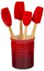 Le Creuset Silicone Craft Series Utensil Set with Stoneware Crock, 5 pc., Cerise view 1