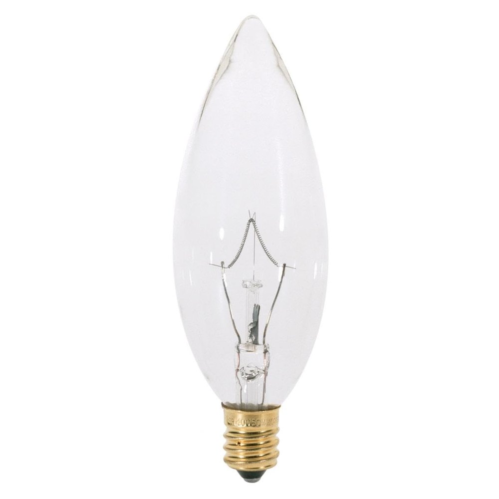 Bulbrite 25CTC/32/3 25-Watt 130-Volt Incandescent Torpedo Chandelier Bulb, 32mm, Clear - 2 Pack