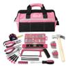 Apollo Tools 201 Piece Home Tool Set, Pink Tool Set Includes Hacksaw, Picture Hanging Assortment, and Selection of Most Needed Tools in Sturdy Tool Bag - Pink Ribbon - DT0020P view 1