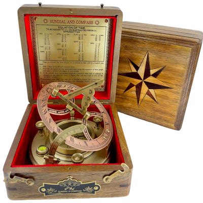 MAH Top Grade 5-Inch Large Brass Nautical Sundial Compass Perfectly Calibrated Antique Vintage Collectible | Timeless Love Gift for Him & Her Ideal for Anniversary, Wedding & Fathers Day
