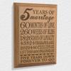KATE POSH - 5th Anniversary Engraved Natural Wood Plaque, 5th Wedding for Her, for Him, for Couple, 5 Years of Marriage, 5 Years Together as Husband & Wife view 3