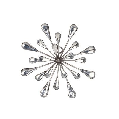 TRIPAR Small Decorative Hanging Wall Star, Shiny Silver Finish (7-Inch Height) - Elegant Starburst Design, Silver Metal Rods with Acrylic Tips - Perfect Wall Art for Modern Decor