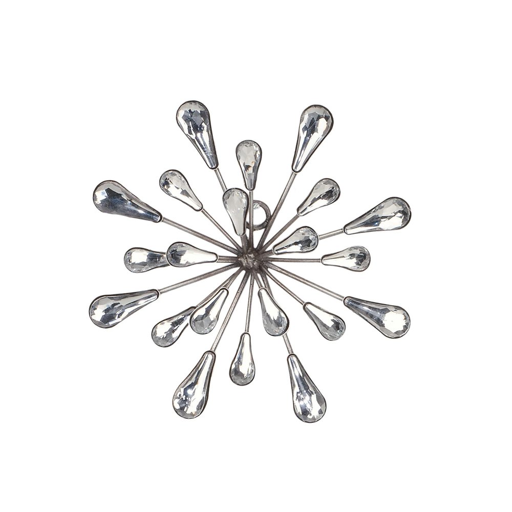 TRIPAR Small Decorative Hanging Wall Star, Shiny Silver Finish (7-Inch Height) - Elegant Starburst Design, Silver Metal Rods with Acrylic Tips - Perfect Wall Art for Modern Decor